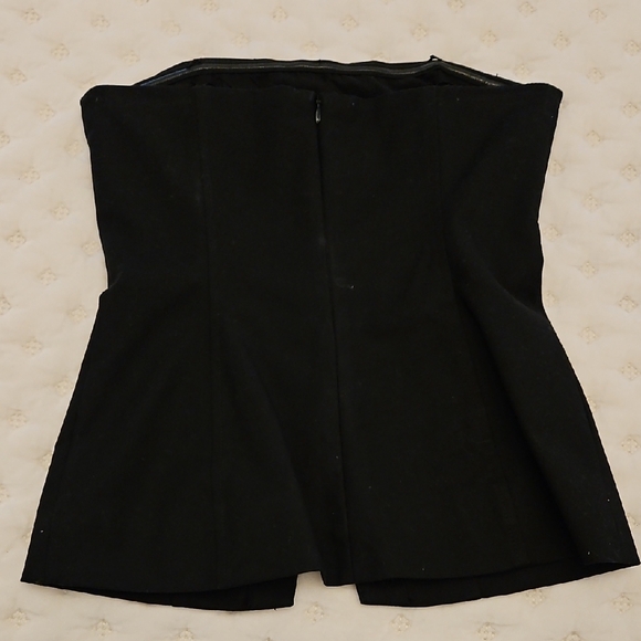 Veronica Beard Black Strapless Top with Gold Buttons - Picture 2 of 3